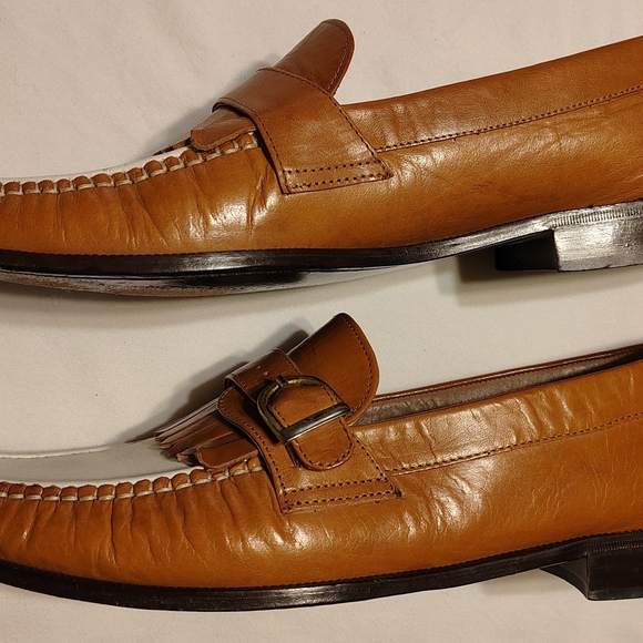 Stafford Executive Comfort Plus Brown & White Leather Kiltie Loafers Size 13 M - Picture 3 of 9